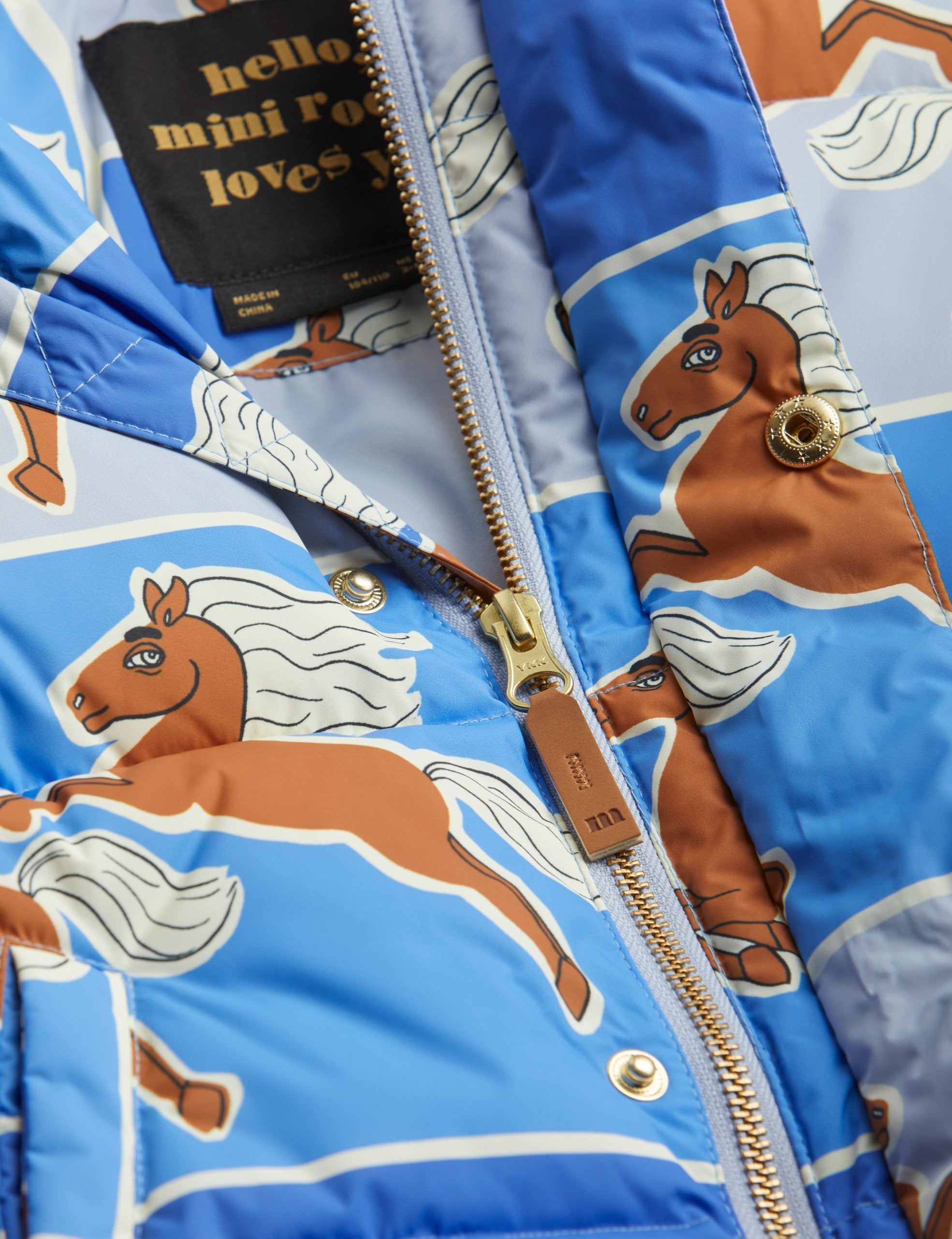 Horses Puffer Jacket Blue