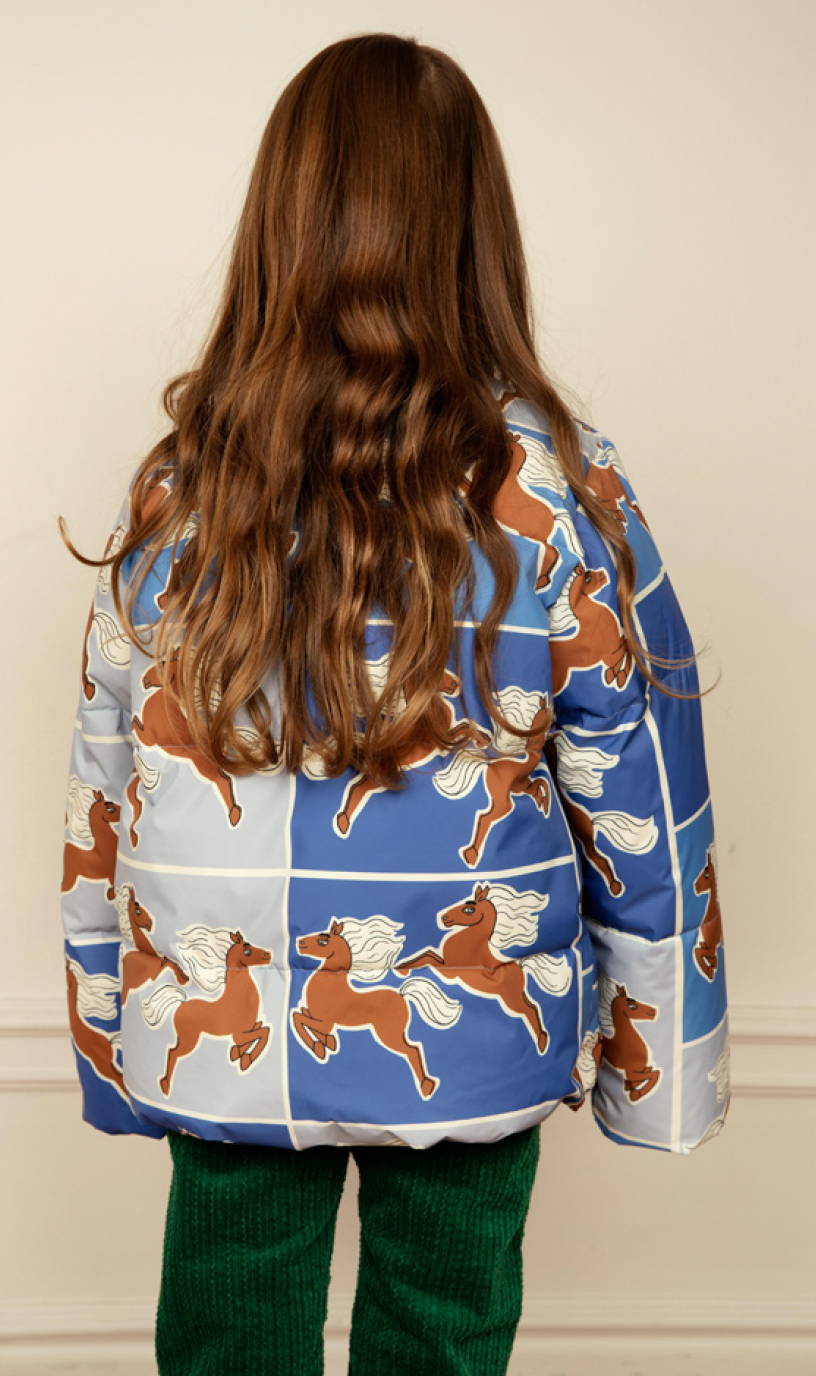 Horses Puffer Jacket Blue